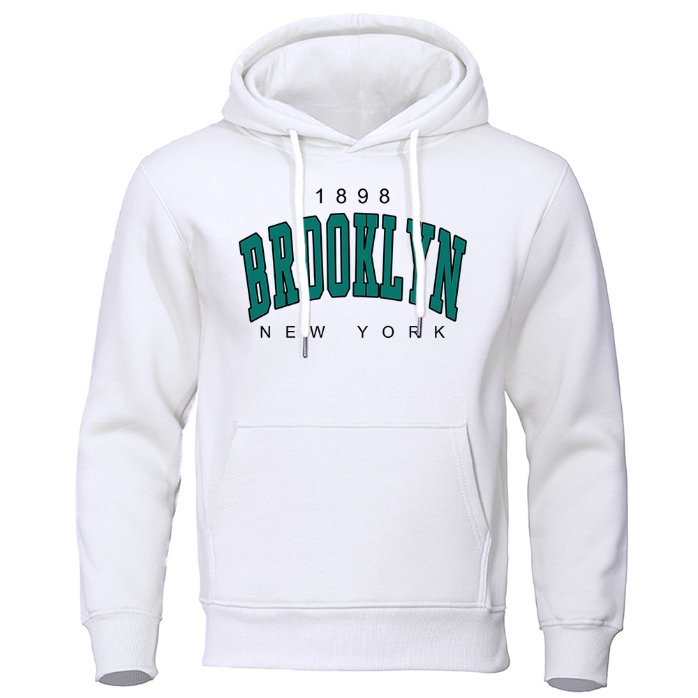 1898 Brooklyn New York Printed Mens Hoody Creativity Crewneck Clothing Fashion Oversize Sweatshirt